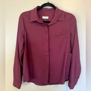Frank and Oak Burgundy Button-Up Shirt